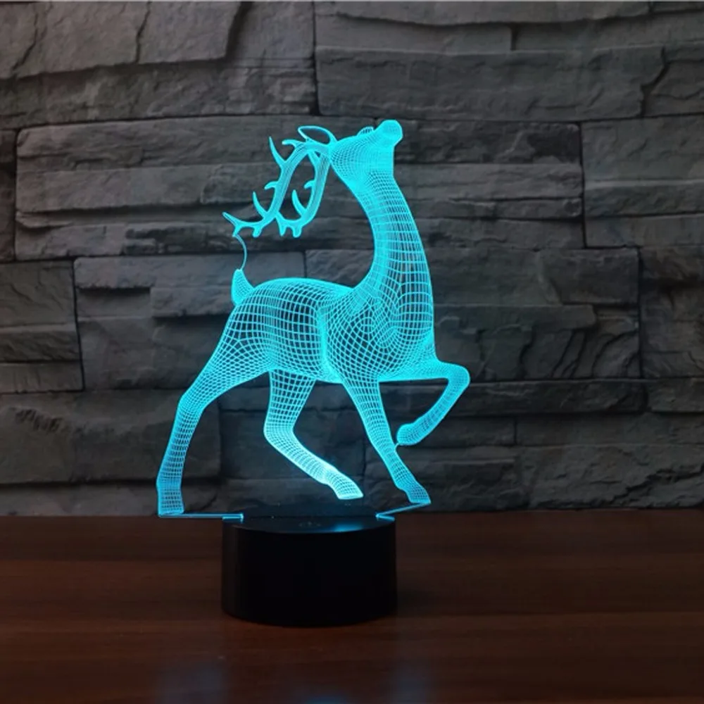 3d светильник Sika Deer ночник 7 цветов сменный сенсорный Usb настольная лампа