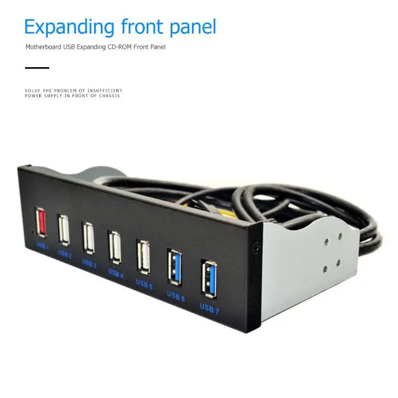 19 Pin to 2 USB 3.0+4 2.0+BC1.2 Optical Drive Fast Quick Changer Connector 5.25 inch 7 Ports HUB Front Panel For PC Desktop | Компьютеры и