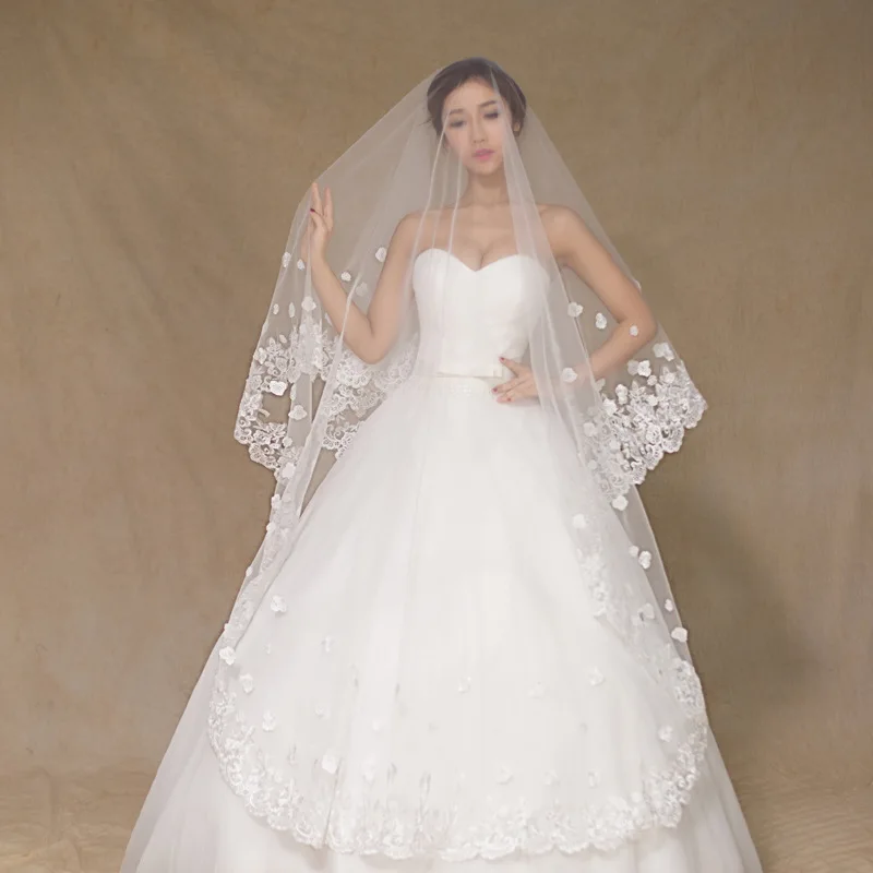 2016 длиной 3 м белое свадебное покрывало прическа аксессуар кружева аппликация