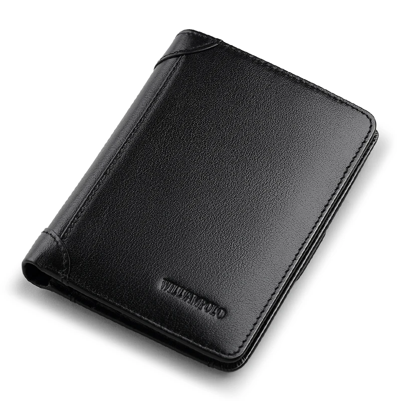 Black Мужской кошелек из натуральной кожи, мужской кошелек, тонкий, PL299 - Цвет: Black