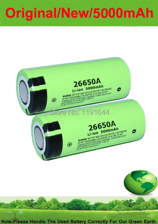 Аккумулятор для фонарика Panasonic 2 шт./лот 3 7 в 26650A 26650 5000 мАч большая емкость | Перезаряжаемые батареи -32862554858