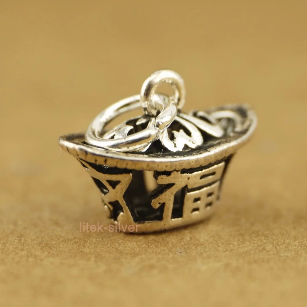 S92 твердое ожерелье с подвеской из стерлингового серебра Yuanbao Happiness Fortune A2296 |