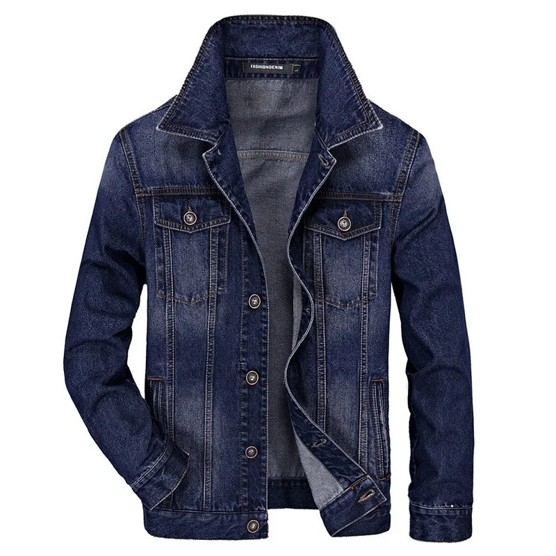 

New Fashion Denim Jacket Men Turn-down Collar Single Breasted Jeans Coat Men Windbreaker Autumn Streetwear Men Jacket M-4XL