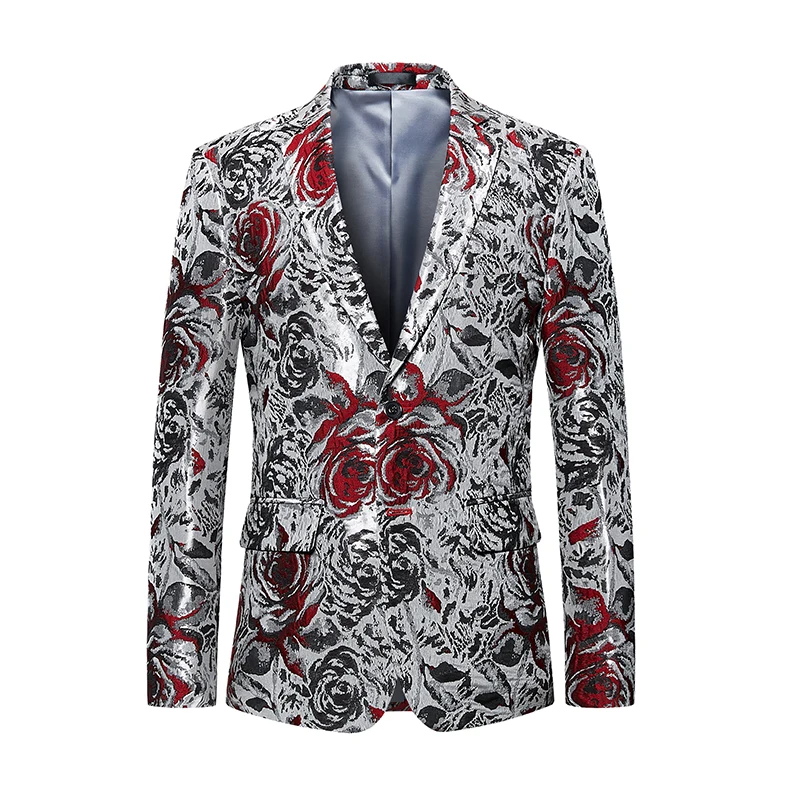 

2019 High-end Dress Men Suits Jacket Large Size 6XL Business Banquet Flower Blazer Man Coats