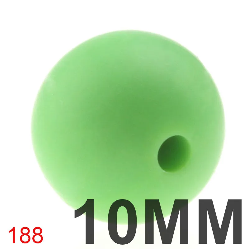 188 Light green 100 шт 10 мм круглые силиконовые прорезыватели свободные бусины для изготовления ювелирных изделий Bpa бесплатно Diy Детская соска для успокаивания цепи - Цвет: 188 Light green