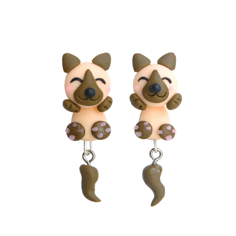Новые модные 3D серьги ручной работы из полимерной глины в виде собаки милые