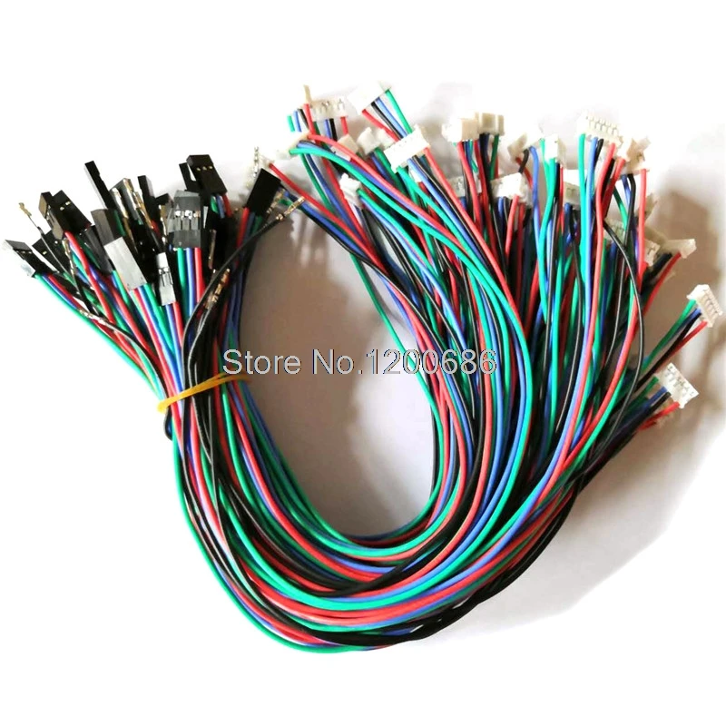 Гибкий силиконовый провод 300 мм JST PH 2 Шаг 6 контактов 4x 26AWG подключенный к 4