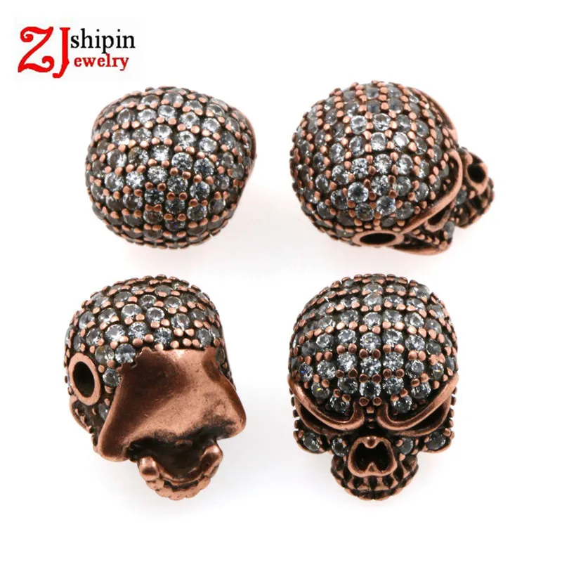 Микро инкрустированный Циркон CZ Ретро череп бусины разделитель соединитель для