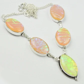 

Dichroic Glass Necklace Silver Overlay over Copper , 48.5 cm, N2228