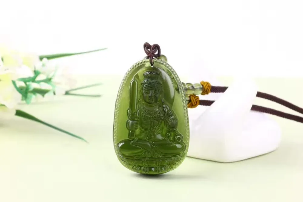 2 Natural Czech Moldavite green aerolites Carved Buddha Lucky Amulet Pendant crystal energy apotropaic free rope Unique Necklace | Украшения