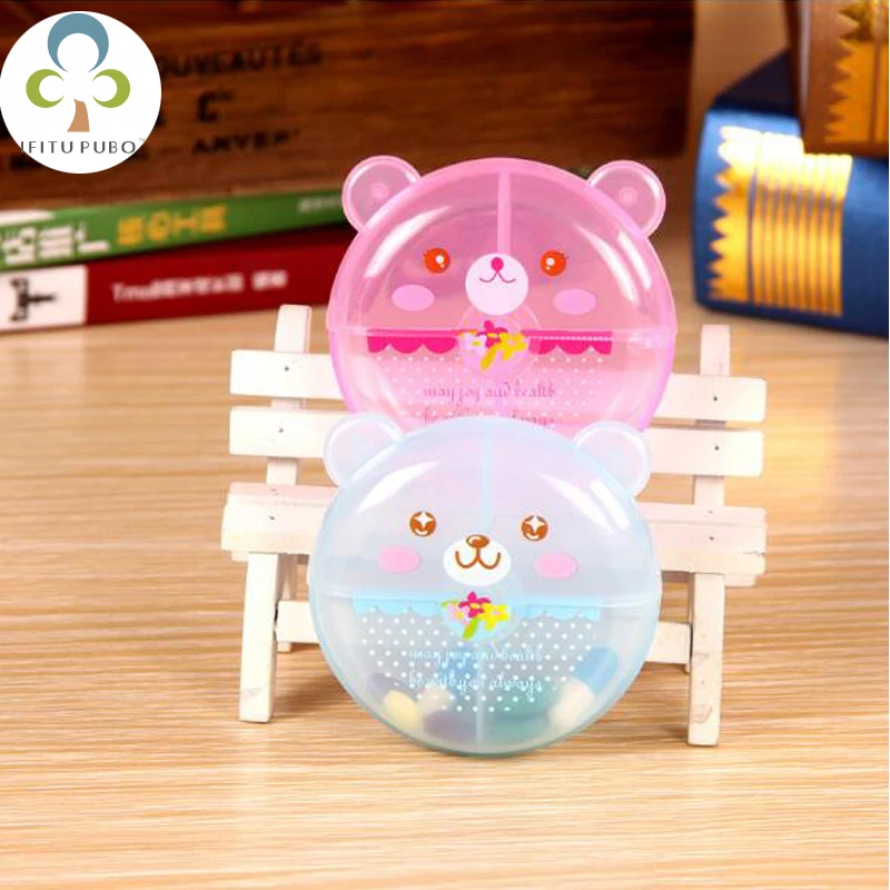 2 шт. медведь мультфильм комплект для размещения двух пластиковые таблетки