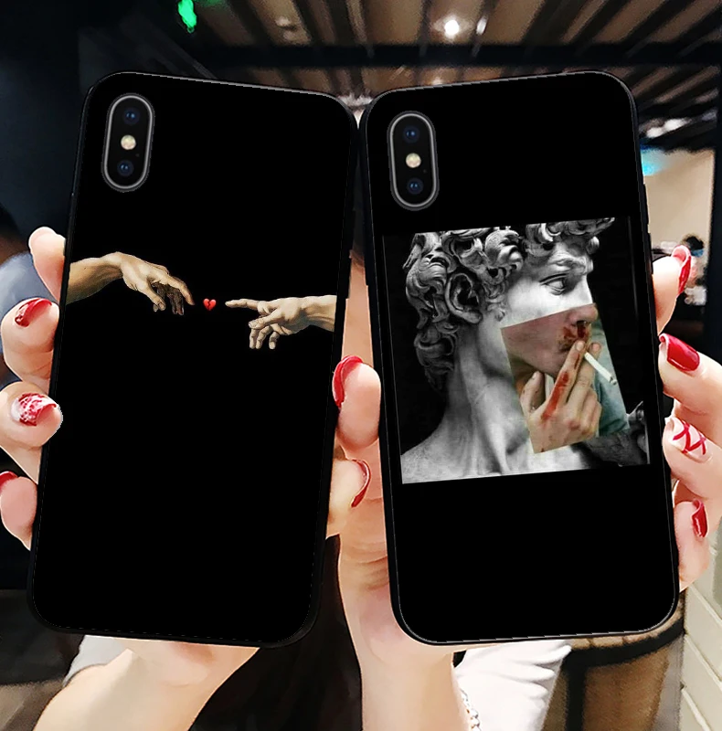 Чехол для телефона iPhone 11 Pro MAX, чехол для iPhone SE 5, 6, 7, 8Plus MAX, XR, XS, X10, забавный рисунок статуи Давида, мягкий силиконовый чехол из ТПУ