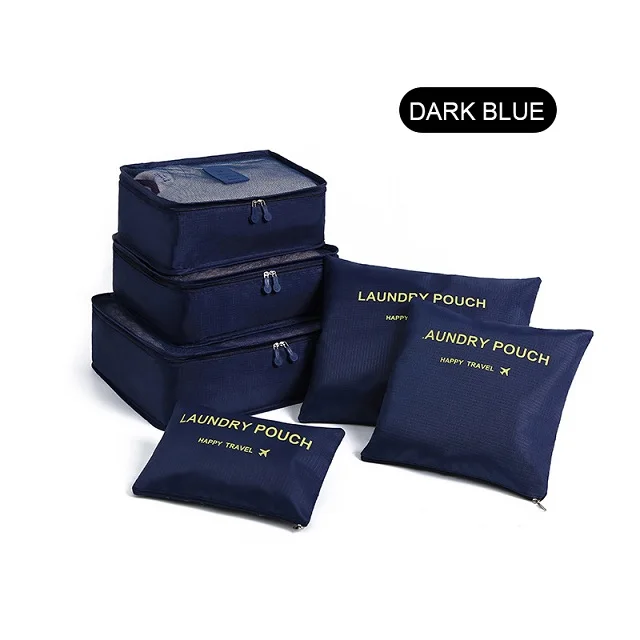 Dark Blue 6 шт./партия, дорожные компактные сумки для хранения одежды, упаковочные мешки, багажные органайзеры, контейнер для хранения школьной одежды - Цвет: Dark Blue