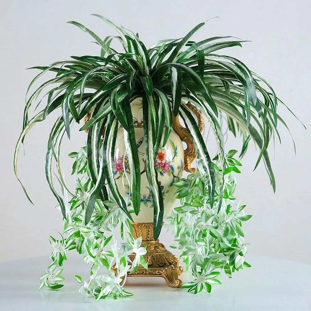 

Новинка 2019 65 см искусственные цветы растения настенный хлорофилит в горшке зеленые растения имитация цветка Декор для гостиной