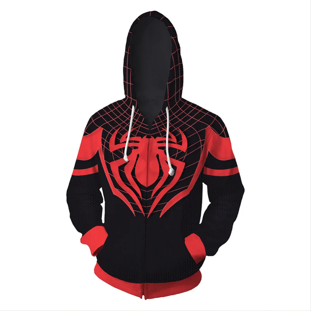 Свитшот для косплея Ultimate Spider толстовки толстовка на молнии с 3D принтом капюшоном