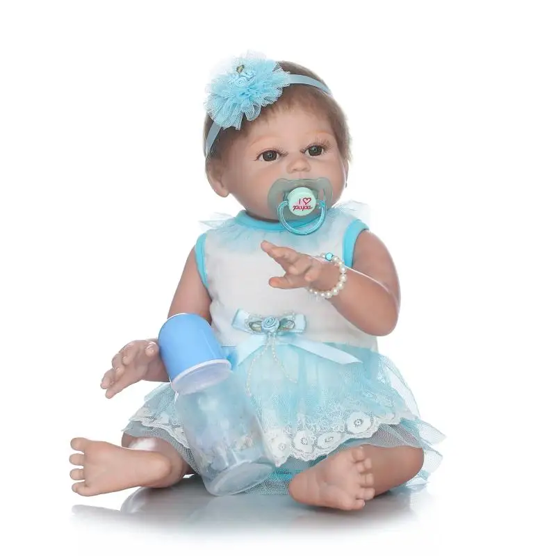 

New 50cm Full Silicone Bebe Reborn Baby Girl Princess Dolls Lifelike Newborn Babies Alive Doll for Child Bath Shower Bedtime Toy