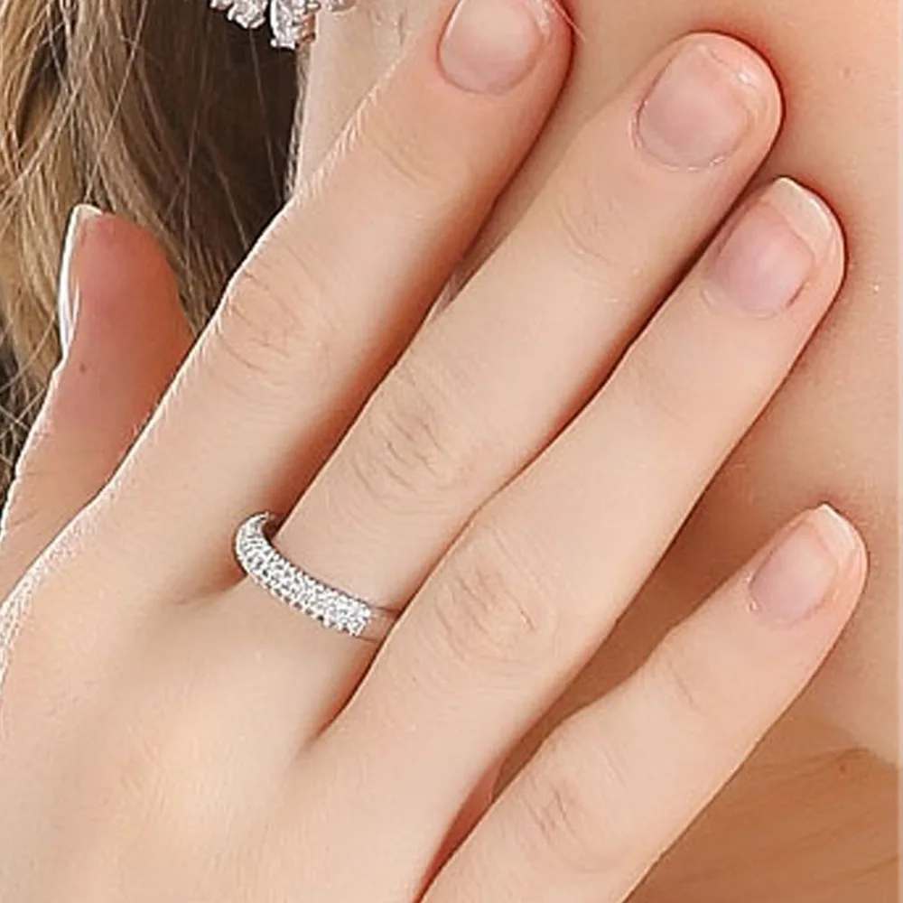 LUOTEEMI Вспомогательное Кольцо микро кубический цирконий полукруг паве