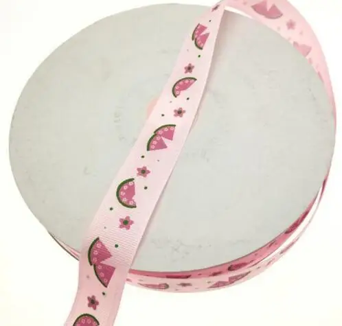 PINK Suoja 5y/лот " 25 мм фруктовый арбуз печатный корсажная лента 5 ярдов, DIY ручной работы волосы материалы для бантов, подарочная упаковка - Цвет: PINK