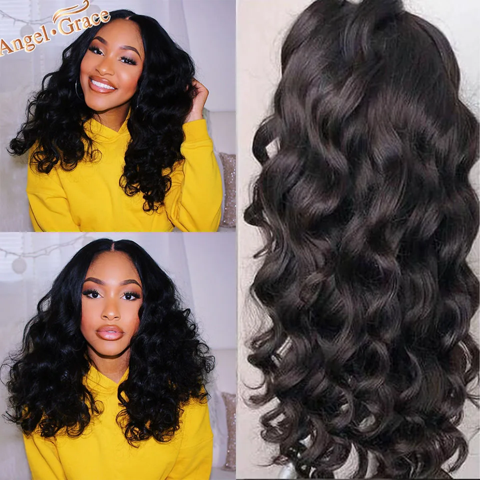 Angel Grace Hair 360, парики из натуральных волос, предварительно сорванные с волосами младенца, бразильские свободные, глубокая волна, фронтальные парики шнурка Remy