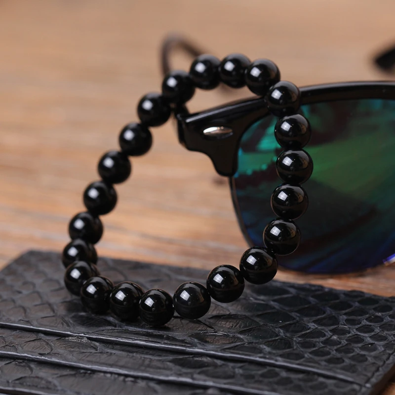 2018 New promotion 8 mm Black Onyx beads natural stone beaded bracelets Wild Male and Female Original Couple | Украшения и