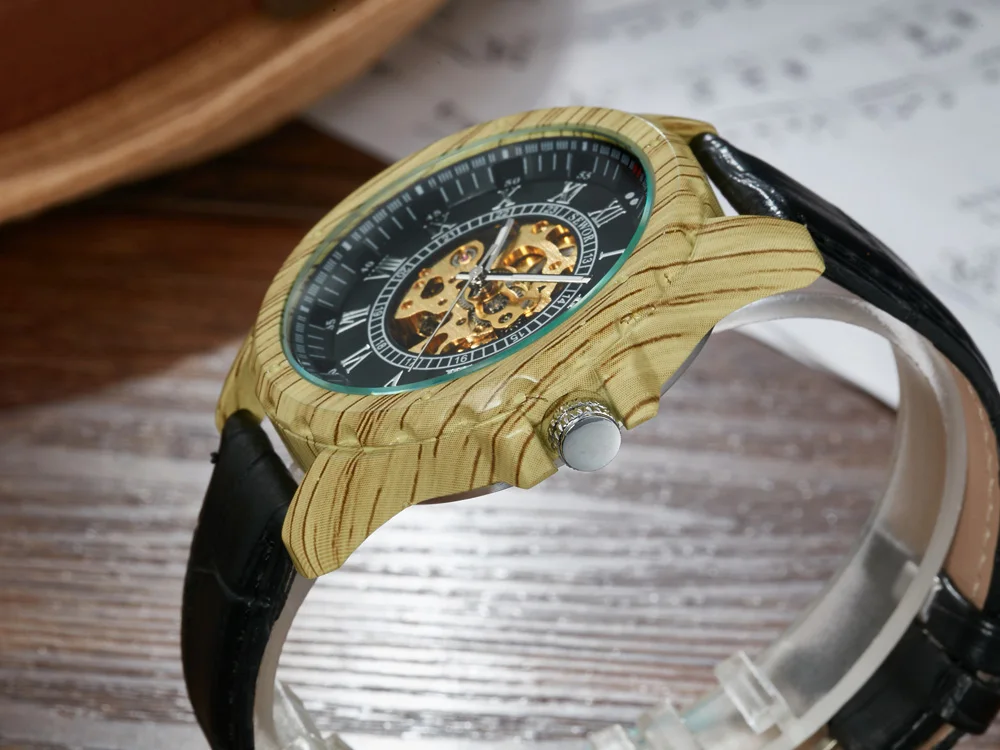 SEWOR Топ бренд класса люкс Скелет автоматические механические часы мужские Ретро