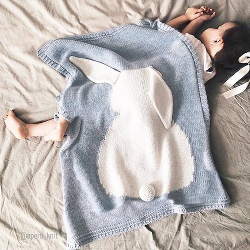 Детское одеяло розовое белое милый кролик серый цвет для кровати дивана