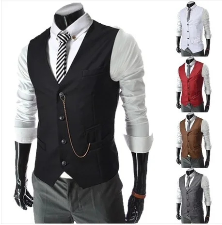 KWD мужской классический формальный бизнес Slim Fit платье с цепочкой жилет костюм