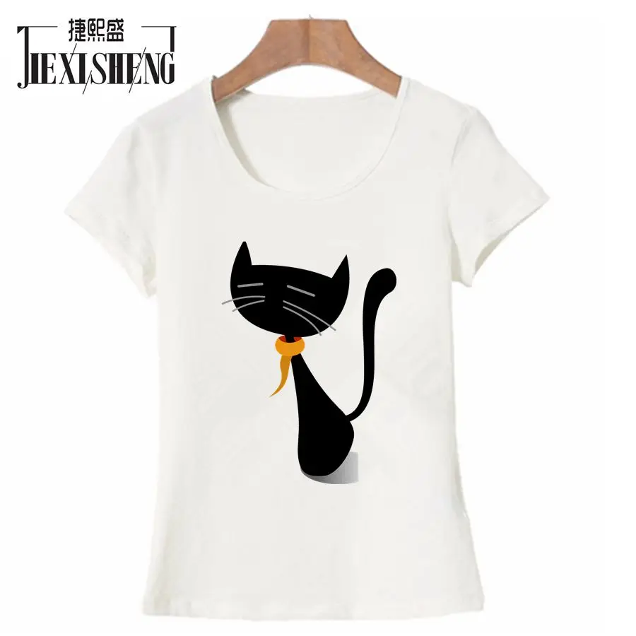 Short Sleeve T Shirt Women casual Cute cartoon cat printed O-Neck 3 colors Loose Top Tees Fashion Summer Lady Clothes | Женская одежда