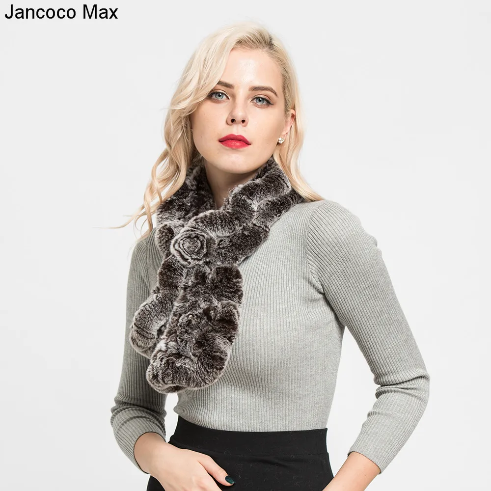 Jancoco Max Новое поступление толстый теплый Настоящий мех кролика шарф весна осень зима шейный платок мягкая Муфельная S7119