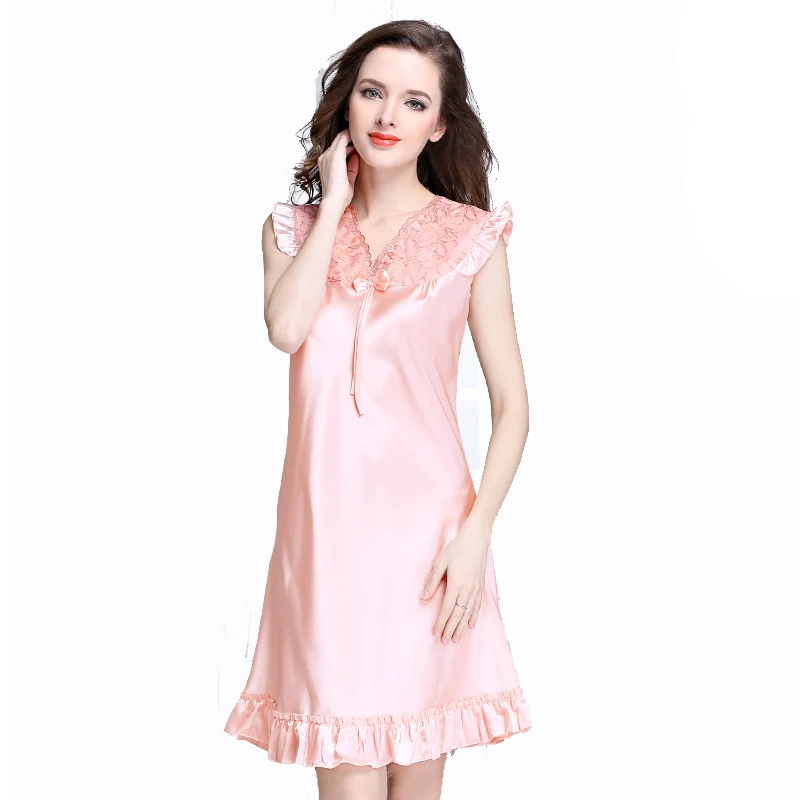 Новинка лета 2018 ночная сорочка из искусственного шелка Женская пикантная