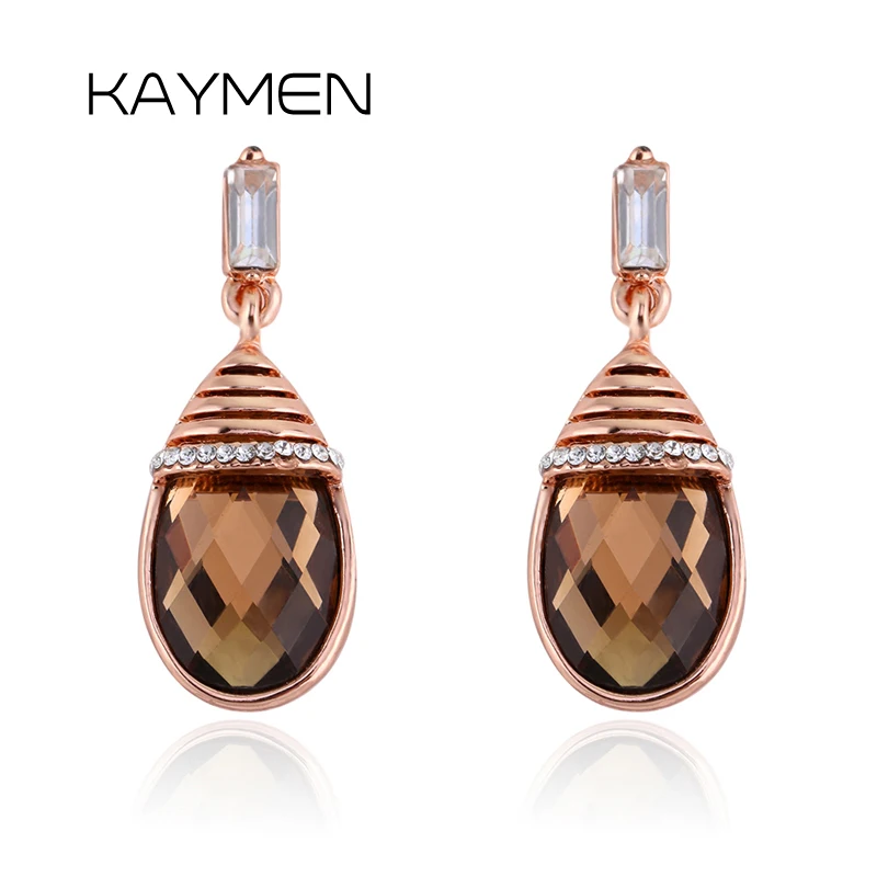 

KAYMEN Fashion Gold Plated Alloy Drop Dangle Earrings for Women Girls Inlaid AAA Rhinestones Statement Crsytals Costume Jewelry