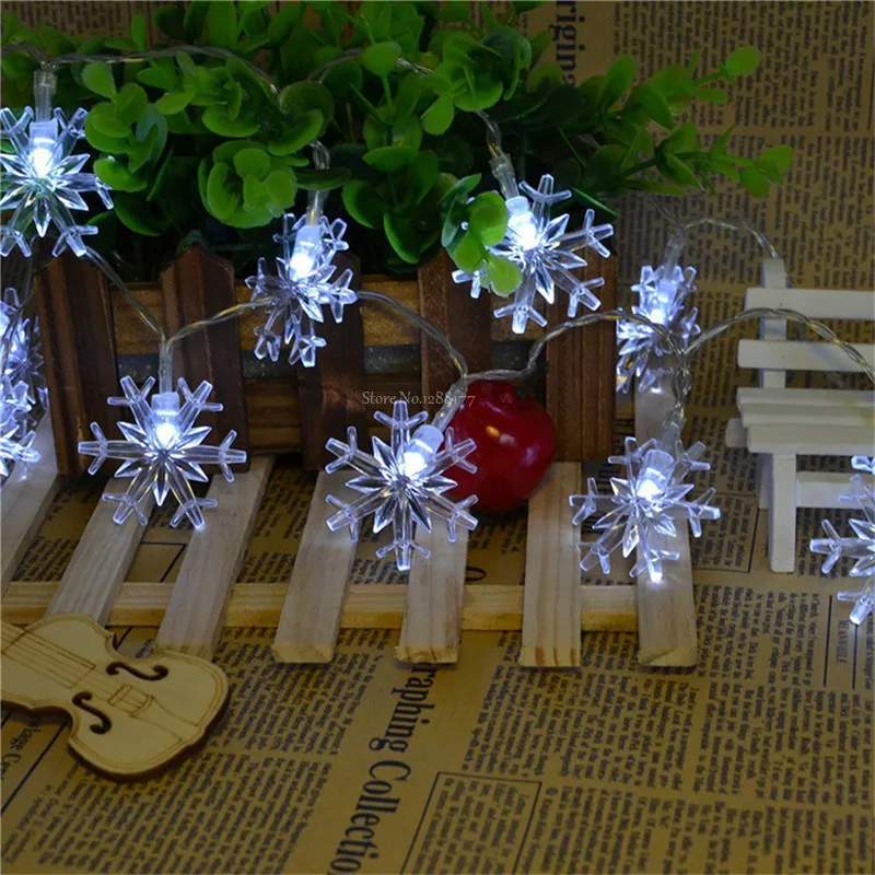 Luminaria 50 Led Battery Operated Chandelier Navidad Lamp 5m Snowflake Pendant String Lights Garland | Лампы и освещение