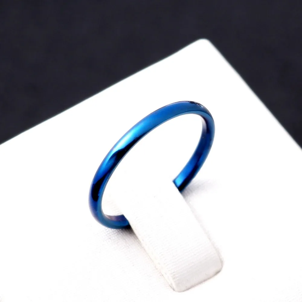 MANGOSKY 2 мм Титан Тонкая голубая кольца для женщин комплект Anillos Mujer Bijoux (украшения