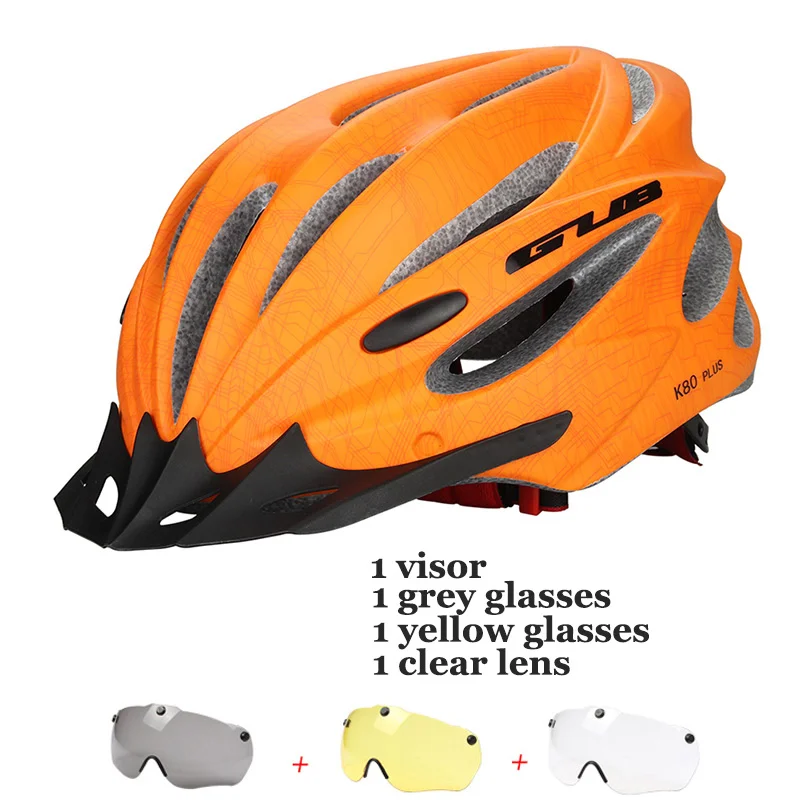 Orange4 Велосипедный шлем с визером Магнитные очки интегрально формованные MTB дорожный велосипед велосипедный мотоциклетный шлем 58-62 см для мужчин и женщин - Цвет: Orange4