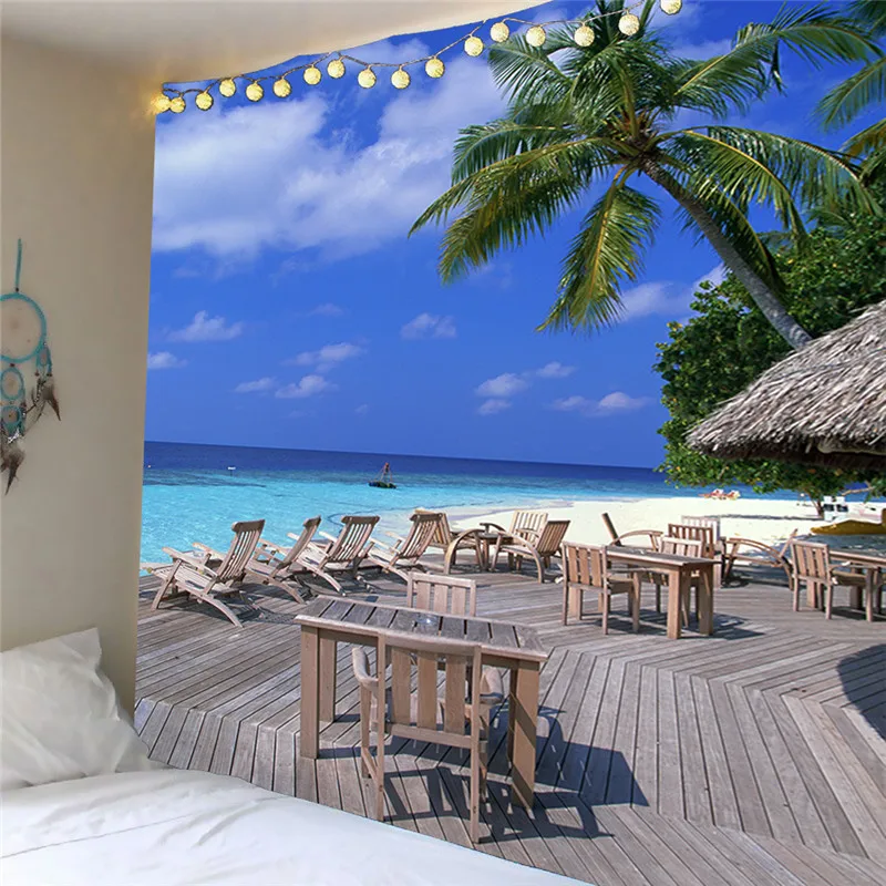 Психоделический гобелен море загорание на пляже с пейзажем Гостиная Спальня