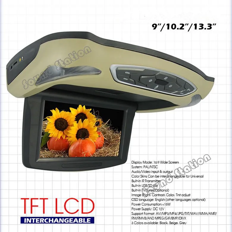 9-дюймовый автомобильный ЖК-монитор с креплением на крышу откидной DVD-экран