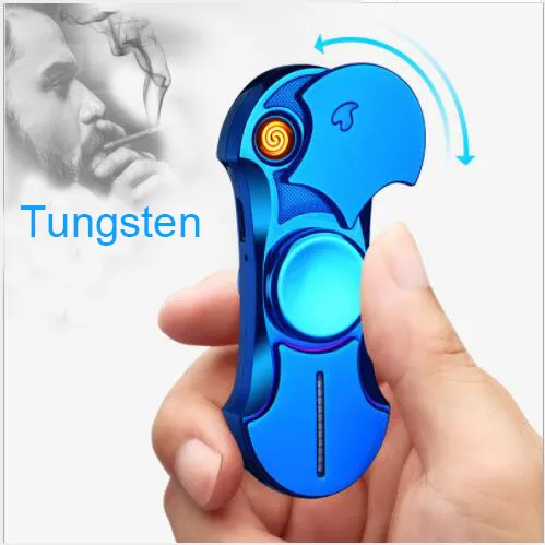 New multi-functional USB charged fingertip gyro lighter personality creative rotary color LED cigarette tungsten wire | Дом и сад
