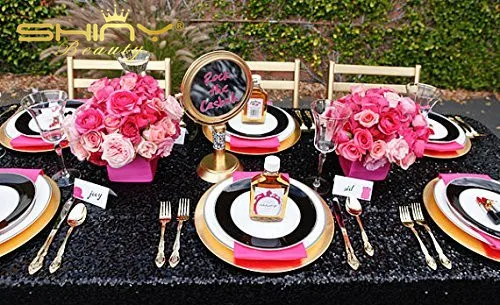 60x102in черный Рождество скатерть прямоугольник блесток Скатерти weddingtablecloth 150x260cm