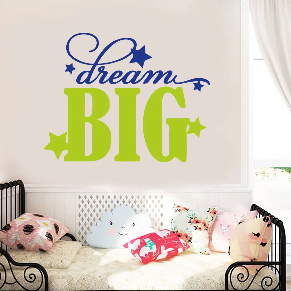Dream Big Inspirational Quote Настенная Наклейка съемная ПВХ для детских комнат