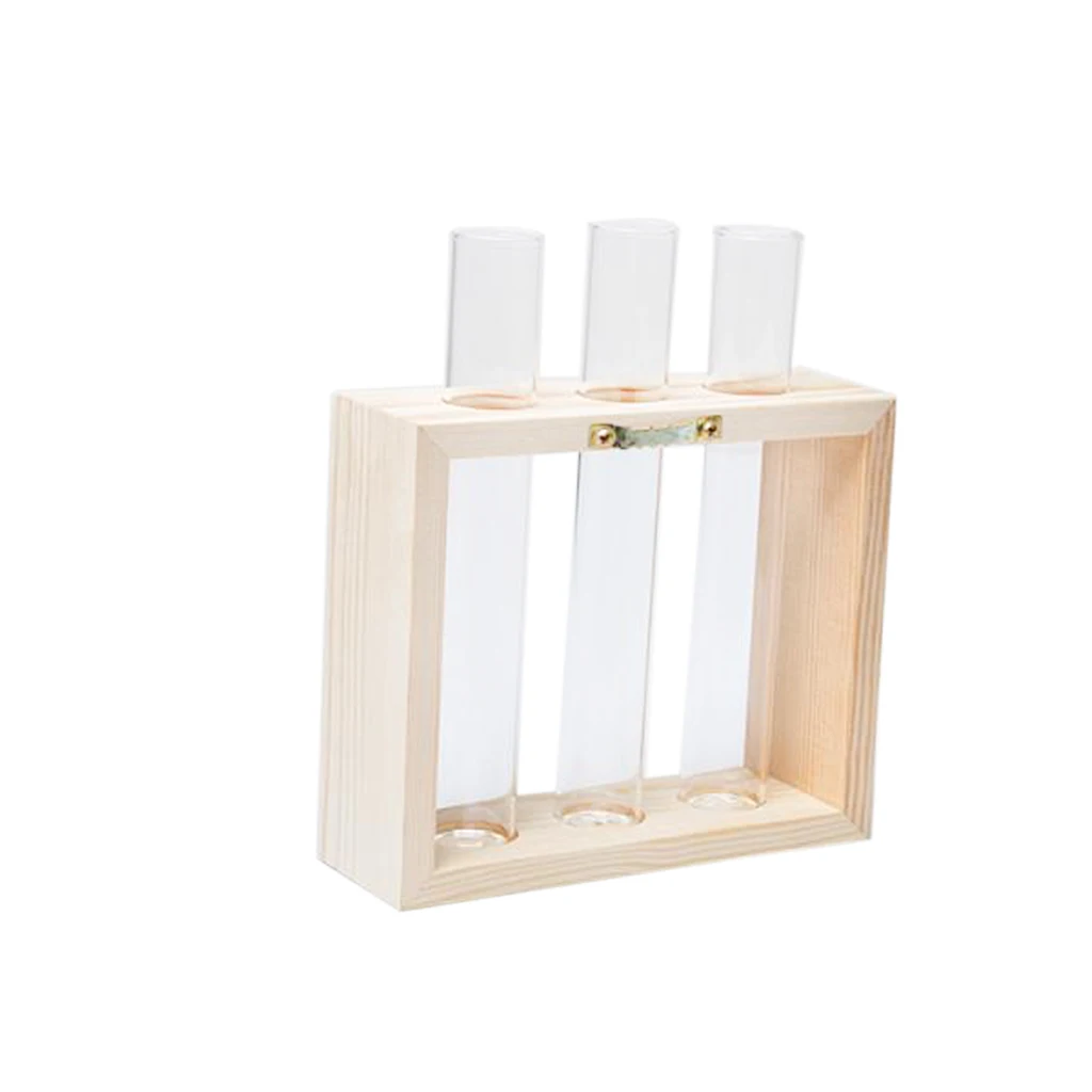 Стеклянная тестовая трубка ваза с деревянной рамой Висячие хрустальные