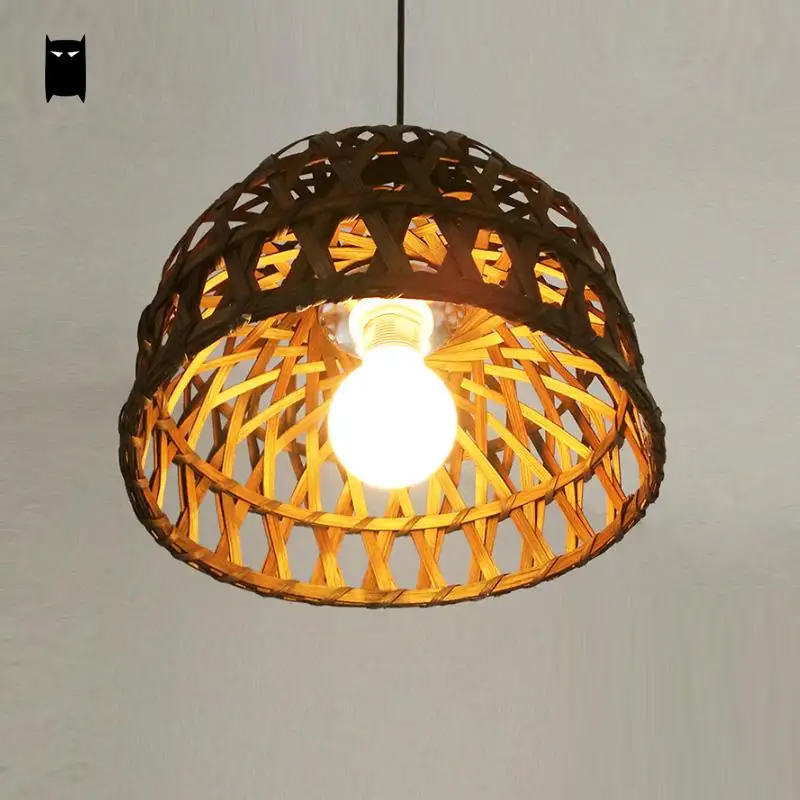 Круглая плетеная из натурального кофе и бамбука подвеска в виде корзины ротанга