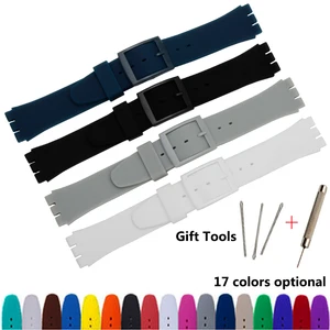 Ремешок силиконовый мягкий водонепроницаемый для наручных часов, сменный резиновый браслет с цветной пряжкой, подходит для образец ремешка, 17 мм 19 мм