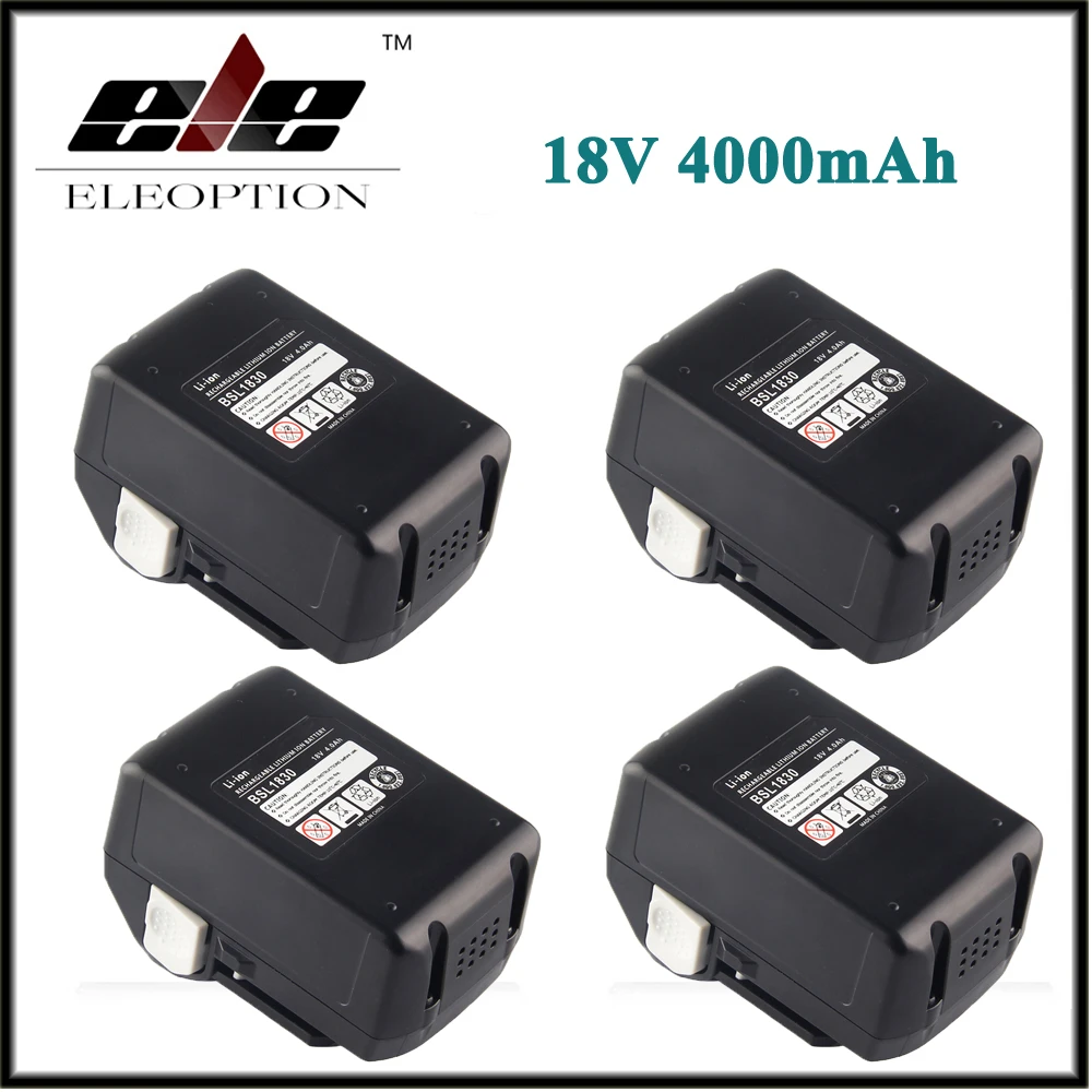 Аккумулятор Eleoption литий ионный для Hitachi BSL1830 BSL1840 4000 330067 мАч 4 шт.|battery for hitachi|battery
