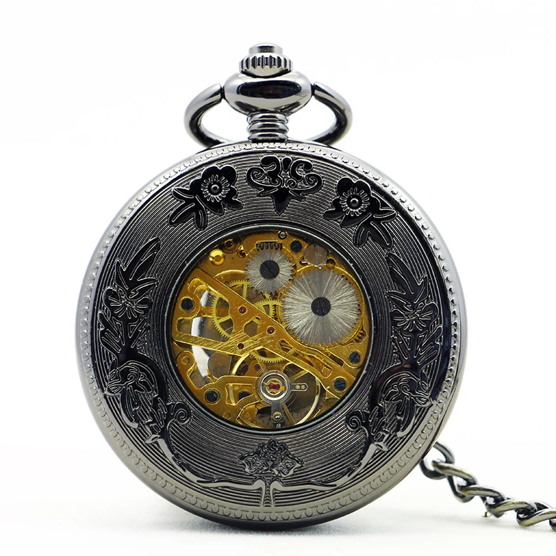 5pcs/lot Retro Mechanical Pocket Watch Men Hollow Skeleton Chinese 12 Zodiac Animals With Chain PJX1150 | Наручные часы
