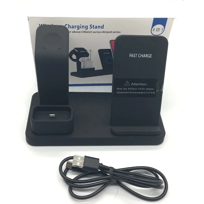 Беспроводное зарядное устройство подставка для iPhone Apple Watch Airpods iWatch 1 2 3 4 QI