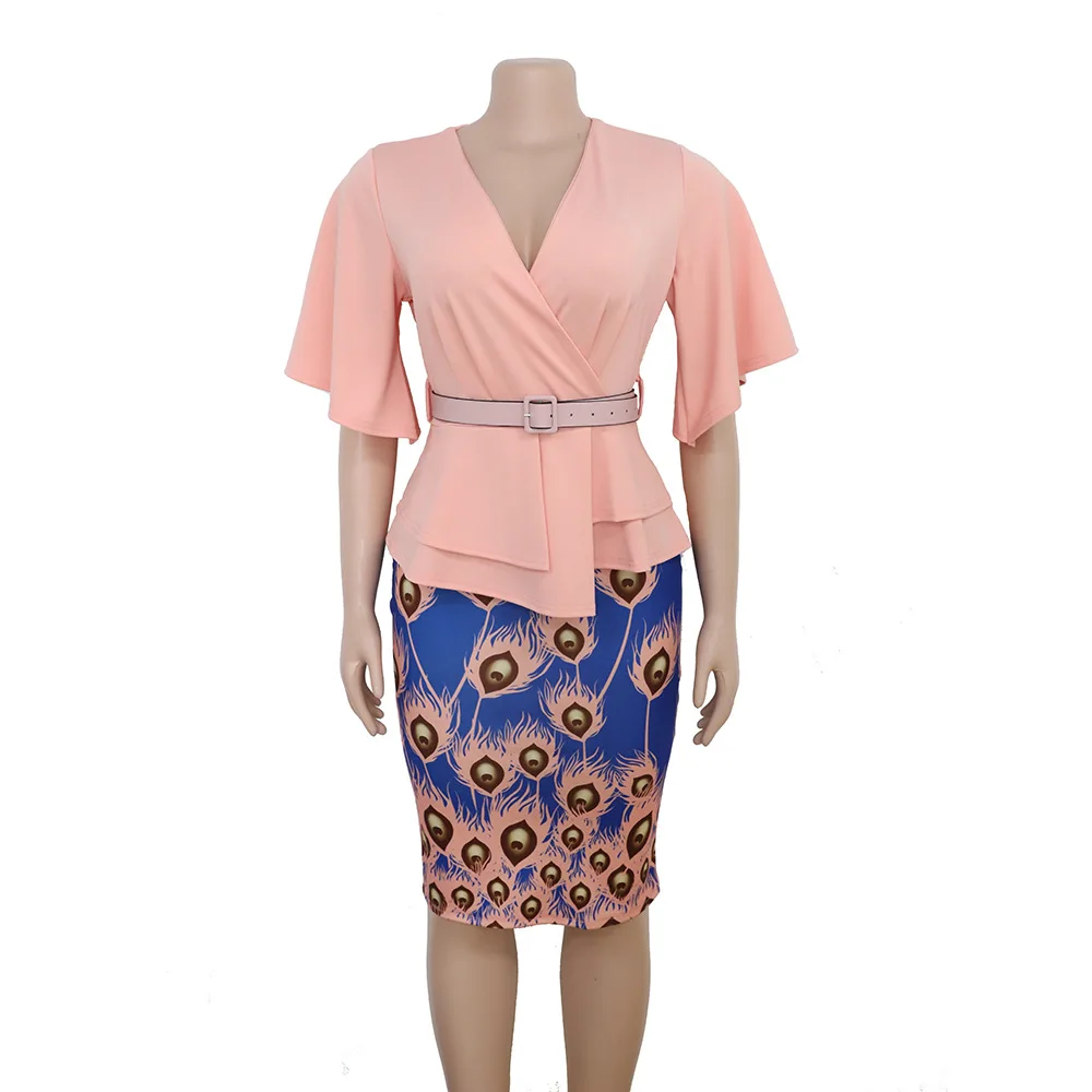 Африканское женское платье осень-зима имитация двух частей цифровой принт с