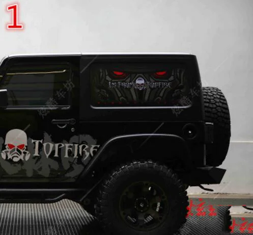 Черный 2 шт для Jeep Wrangler 2 двери заднего окна автомобиля 3D стикер - Название цвета: Черный