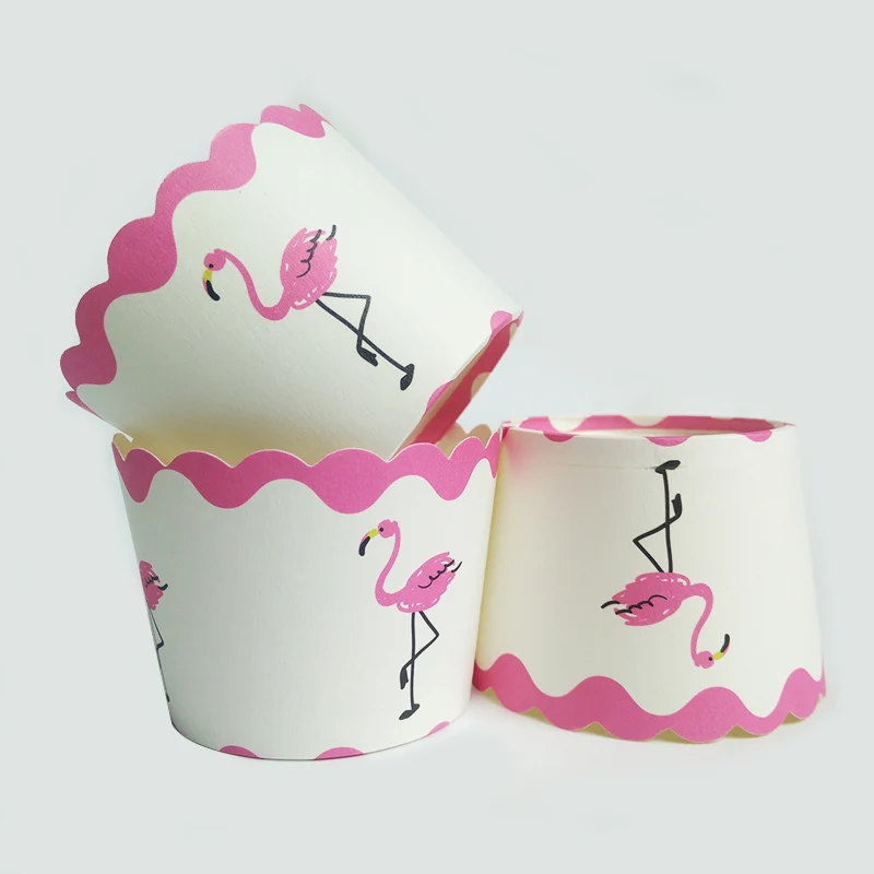 100 шт. симпатичные белые розовые Фламинго птицы бумажный торт кекс чашки лоток