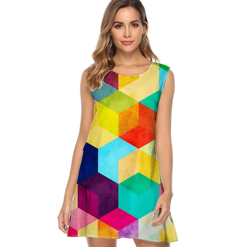 Женское мини платье без рукавов с индийской лисой повседневное летнее шифоновое