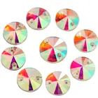 Круглый стакан Rivoli Crystal AB, пришитые стразы, пришитые кристаллами с плоской задней поверхностью, Стразы AB для свадебного платья, B0292